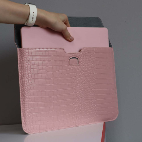 Чехол-папка Crocodile Leather Sleeve для MacBook Pro 14" M1 (2021) Pink Чехол-папка Crocodile Leather Sleeve для MacBook Pro 14" M1 (2021) Pink